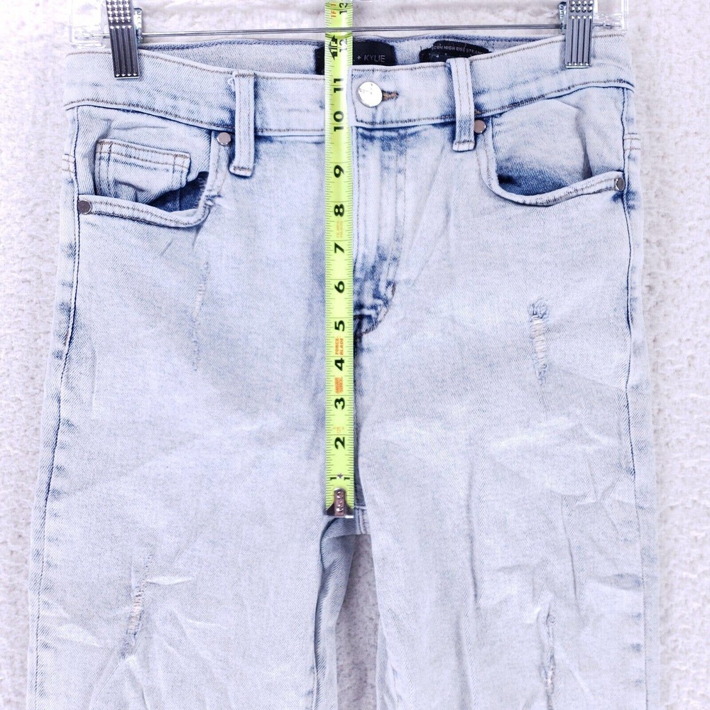 Kendall Kylie Jean Women SZ 9 Blue Denim Straight Stretch High Rise VTG Slim 90s - Picture 3 of 10